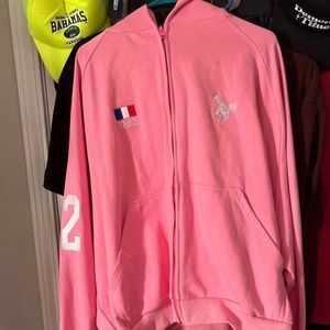 Balenciaga zip up pink polo